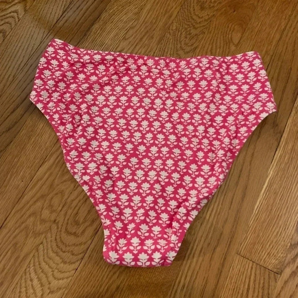 J.Crew High Rise Swim Bottoms Pink and White Block Print NWT - Picture 4 of 5